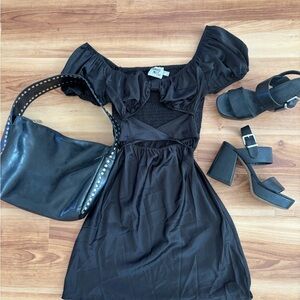 Princess Polly Black Off-Shoulder Mini Dress